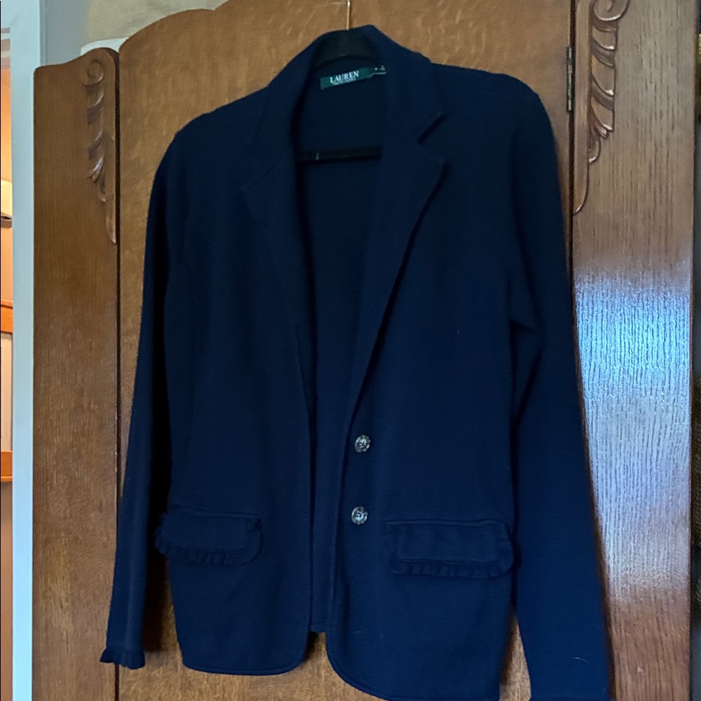 Lauren Ralph Lauren Navy Knit Blazer - M